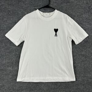 Ami Shirt Mens Small White Ami De Coeur Heart Logo Tee Casual Luxury Streetwear